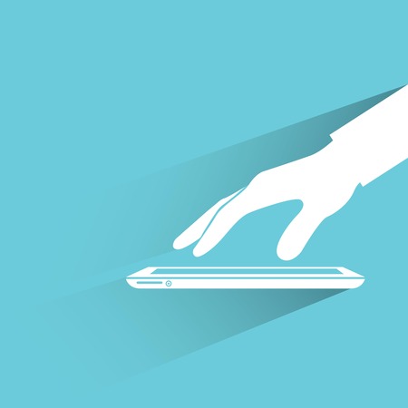 hand touch on tabletのイラスト素材