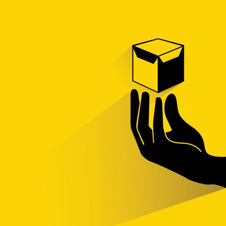 hand holding box illustration のイラスト素材