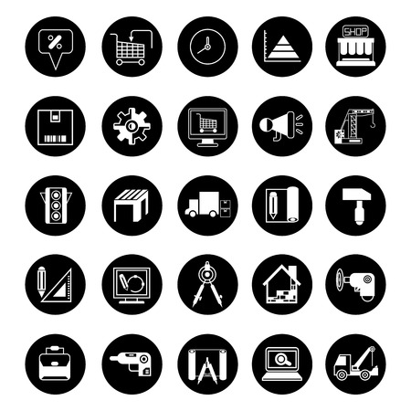 construction and industrial tools iconsのイラスト素材