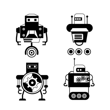 cute robot iconsのイラスト素材