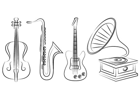 jazz music instrumentsのイラスト素材