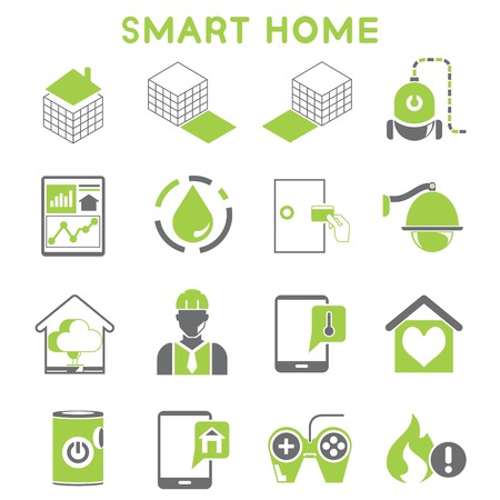 smart home icons green color designのイラスト素材