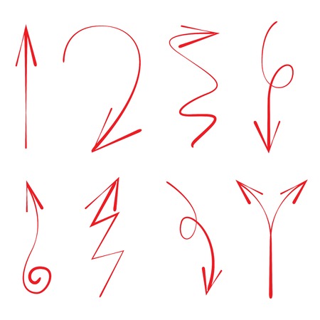 red hand drawn arrowsのイラスト素材