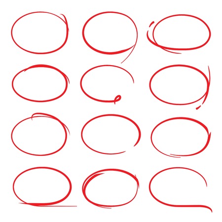 red highlighter pen, red circlesのイラスト素材