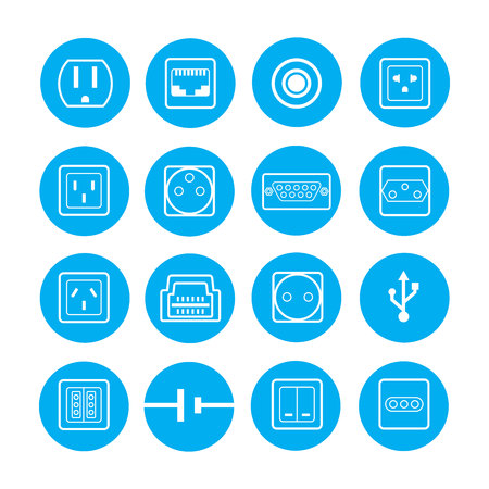 electric outlet iconsのイラスト素材