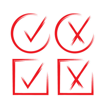 hand drawn check marks, wrong marksのイラスト素材