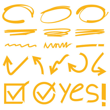 hand drawn markers, underlinesのイラスト素材