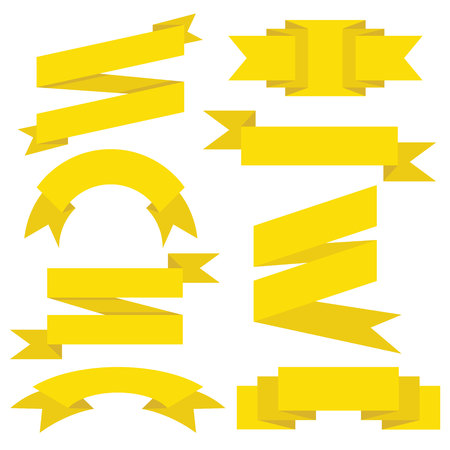 yellow label banners, yellow ribbonsのイラスト素材