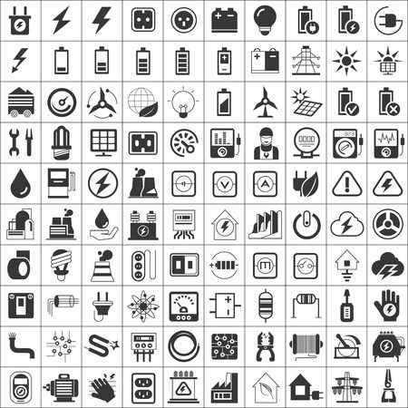 electricity iconsのイラスト素材