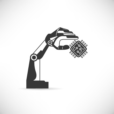 robotic hand and microchipのイラスト素材