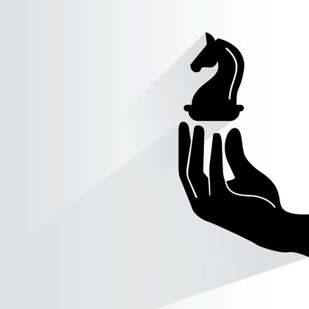 hand holding chess knightのイラスト素材