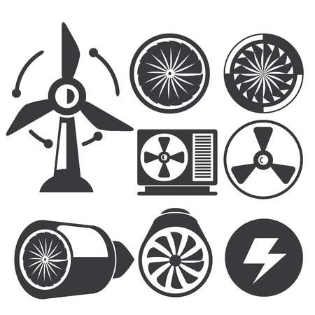 jet engine turbines iconsのイラスト素材