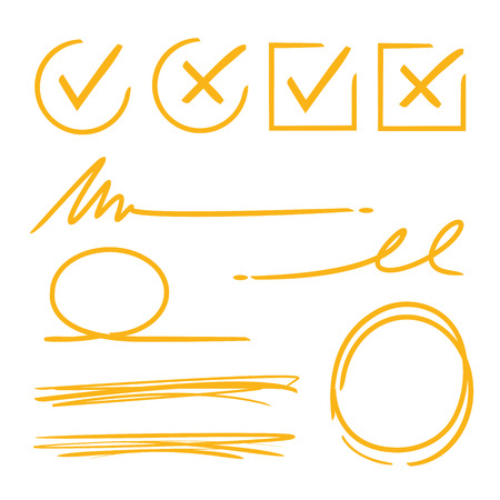 marker elements, check marks, ticksのイラスト素材