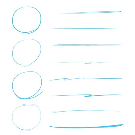 underline set and circle marker for highlighting textのイラスト素材
