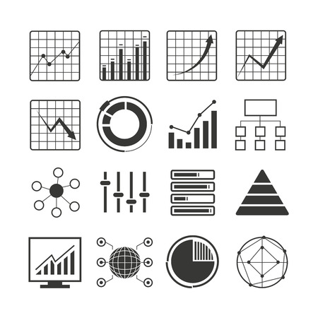 graph and chart icons, data iconsのイラスト素材