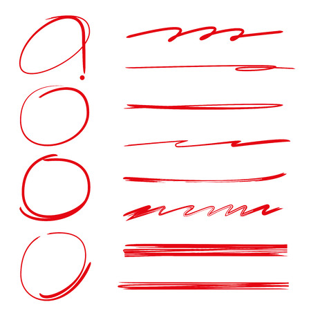 highlighter circles and underlinesのイラスト素材
