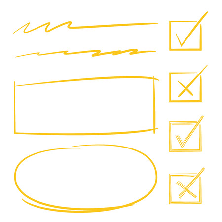 check marks, circles, rectangles for marking textのイラスト素材