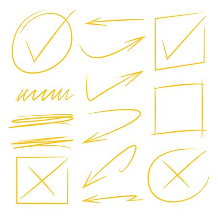 hand drawn arrow and tickのイラスト素材