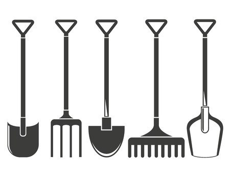 fork and rake, gardening toolsのイラスト素材
