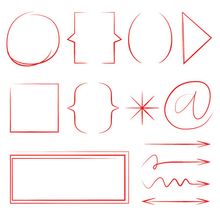red hand drawn bracket and rectangle framesのイラスト素材