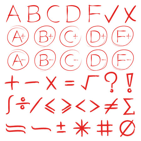 grade result and math symbolsのイラスト素材
