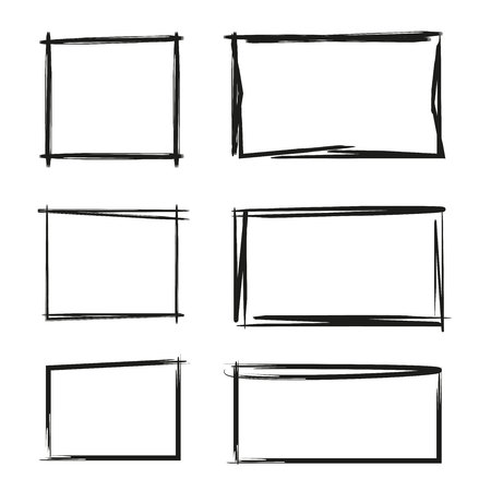 hand drawn rectangle, text box and framesのイラスト素材