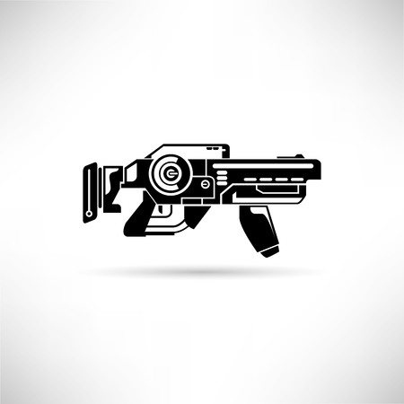 Futuristic gun, laser gun vector illustration.のイラスト素材