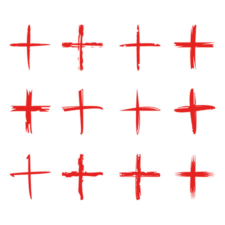 red grunge cross signsのイラスト素材