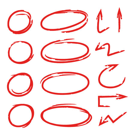 hand drawn circle oval markers, arrowsのイラスト素材