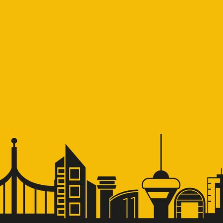 city skyline in yellow backgroundのイラスト素材