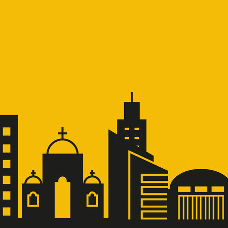 city skyline in yellow backgroundのイラスト素材