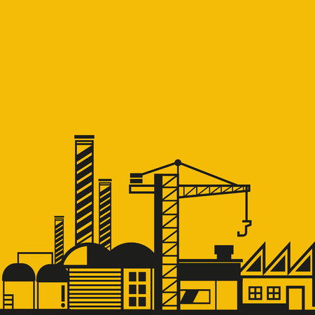 Building cityscape in yellow background.のイラスト素材