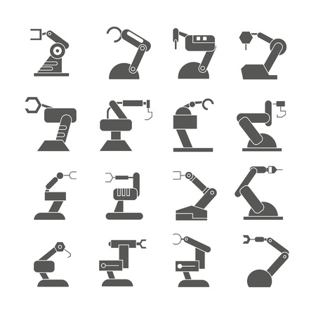 industrial robot icons, black designのイラスト素材