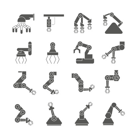 industrial robot icons, black designのイラスト素材