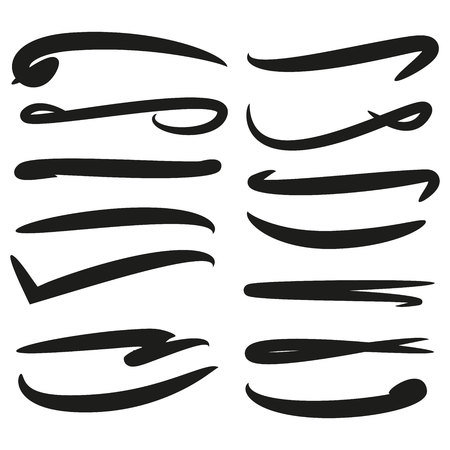 collection of hand drawn lines, brush linesのイラスト素材