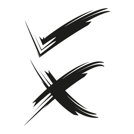 grunge brush check mark and wrong markのイラスト素材