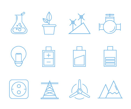 energy icons, outline iconsのイラスト素材