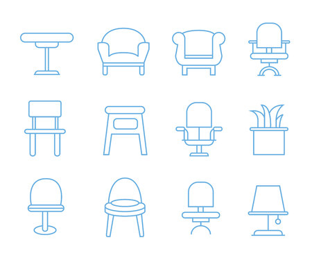 chair icons, furniture icons setのイラスト素材