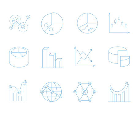 data analysis icons, graph and chart iconsのイラスト素材