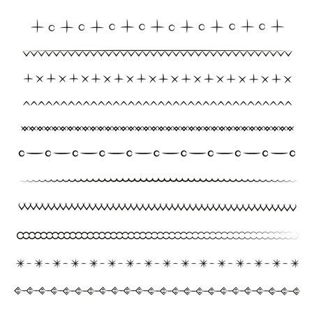 hand drawn vector line border set on white backgroundのイラスト素材