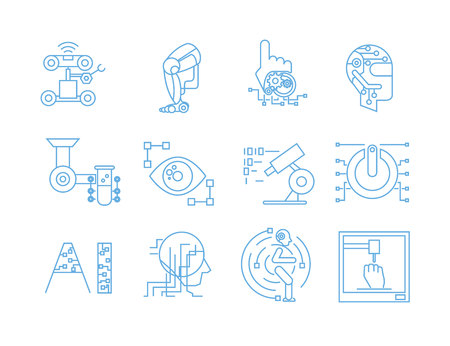 artificial intelligence iconsのイラスト素材