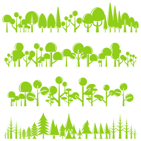 green forest tree landscape setのイラスト素材