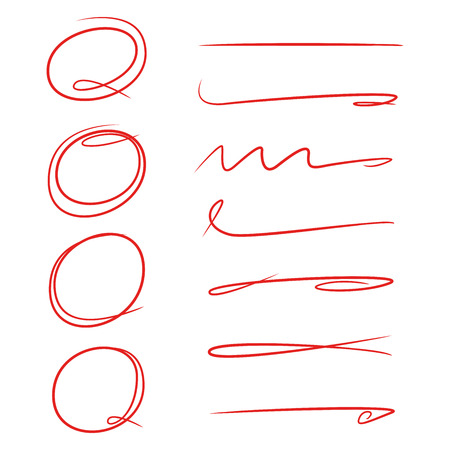 red hand drawn circle and brush linesのイラスト素材