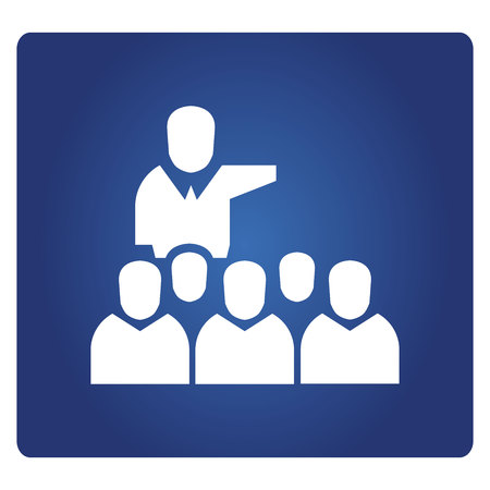 conference people icon in blue backgroundのイラスト素材