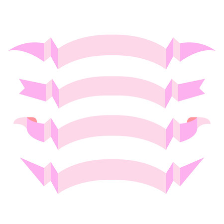 Pink pastel ribbon banner setのイラスト素材