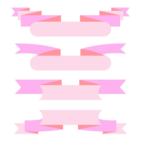 Pink pastel ribbon banner setのイラスト素材