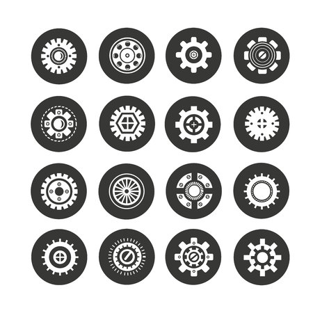 gear icon set in circle buttonsのイラスト素材