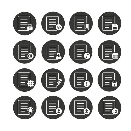 document icon set in circle buttonsのイラスト素材