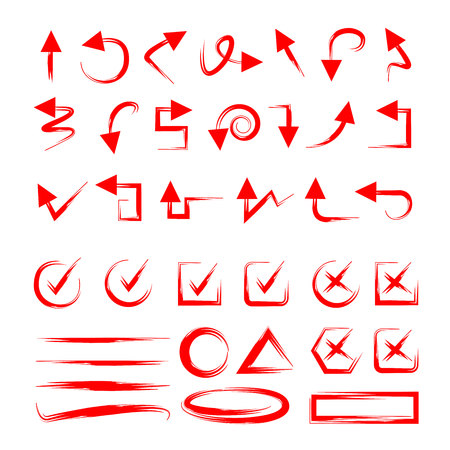 red arrow and check mark setのイラスト素材