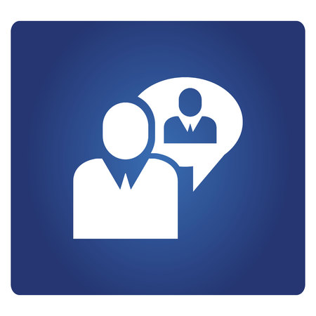 business man and speech bubble icon in blue backgroundのイラスト素材
